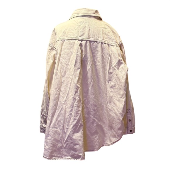 Size 3X AVA & VIV Womens Shirt Jacket Cream Button Front Long Sleeve - Picture 2 of 7